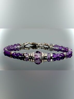 𖣘𝓢𝓐𝓛𝓔𖣘Amethyst Gemstone Bracelet in Sterling Silver 💟 𝓞𝓝𝓔-𝓞𝑭-𝑨-𝑲𝑰𝑵𝓓💟
